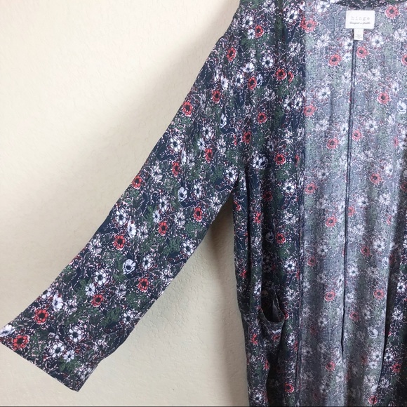 hinge • open front floral print kimono jacket - Picture 4 of 7